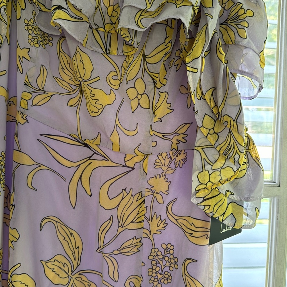 Lulus BNWT Adelaide off shoulder lavender and yellow dress